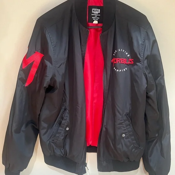 Marvel Morbius Black Bomber Jacket with Red Details Size S - Picture 1 of 2
